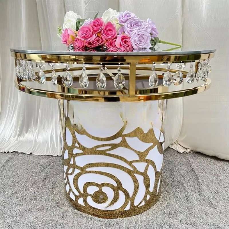 

Mirror Crystal Rose Round Cake Table Party Decoration Dessert Table