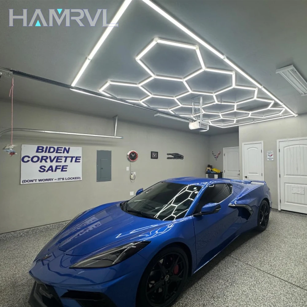 Cutomized Honeycomb garage hex lights Hexagon Led lamp 6500k Led Ceiling Lighting For Auto Car Body Repair Workshop Gym Salon