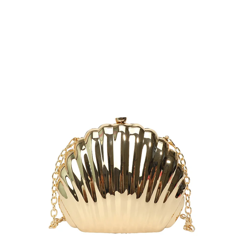 Golden Shell Bag Arclylic Women Evening Clutch Designer Handbag Summer Purse New In Shoulder Bag with Removable Chain for Party