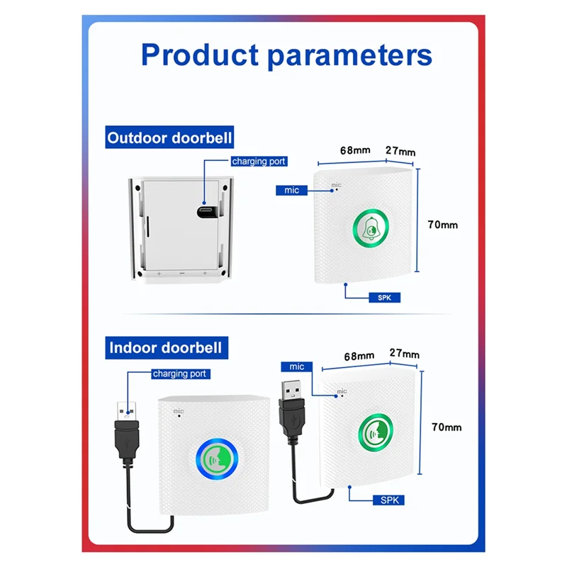 GOOD-Wireless Long Distance Voice Intercom Full Duplex Door Phone Two Way Audio Doorbell Welcome Chime Elderly Bell