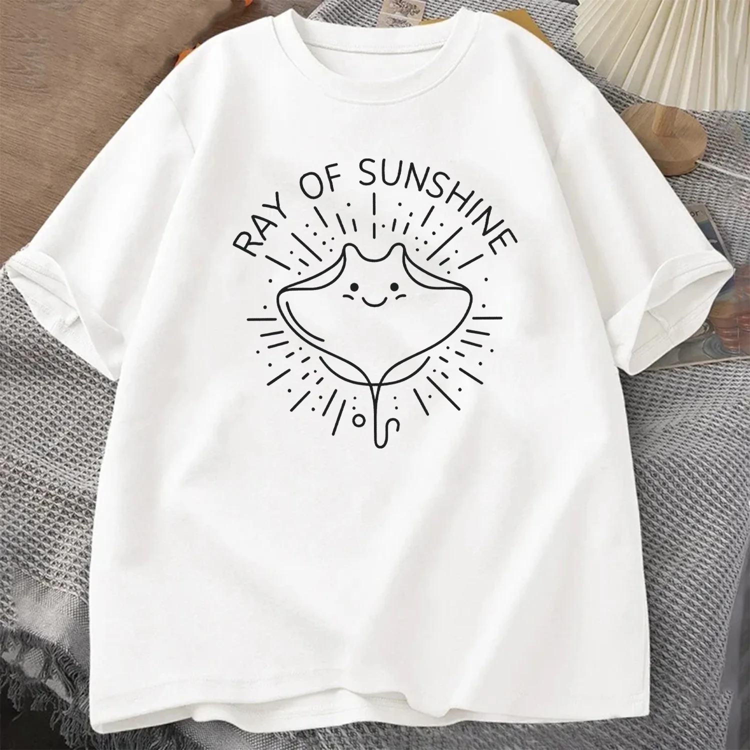 Ray of Sunshine Summer Men's Tracksuit T-shirt Letter Printed Round Neck Short Sleeve Sportswear Casual Fun Tops Cotton Tee