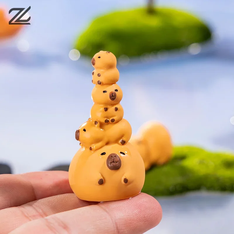 

5Pcs Cartoon Cute Capybara Miniature Figurines Creative Fashion Mini Animals Figurine Kawaii DIY Home Decoration Accessories