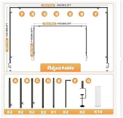 

Multifunctional Desk Clamp Stand Adjustable Length Height Table Shelf Organizer Rod Holder Storage Hanger Over The Table Work