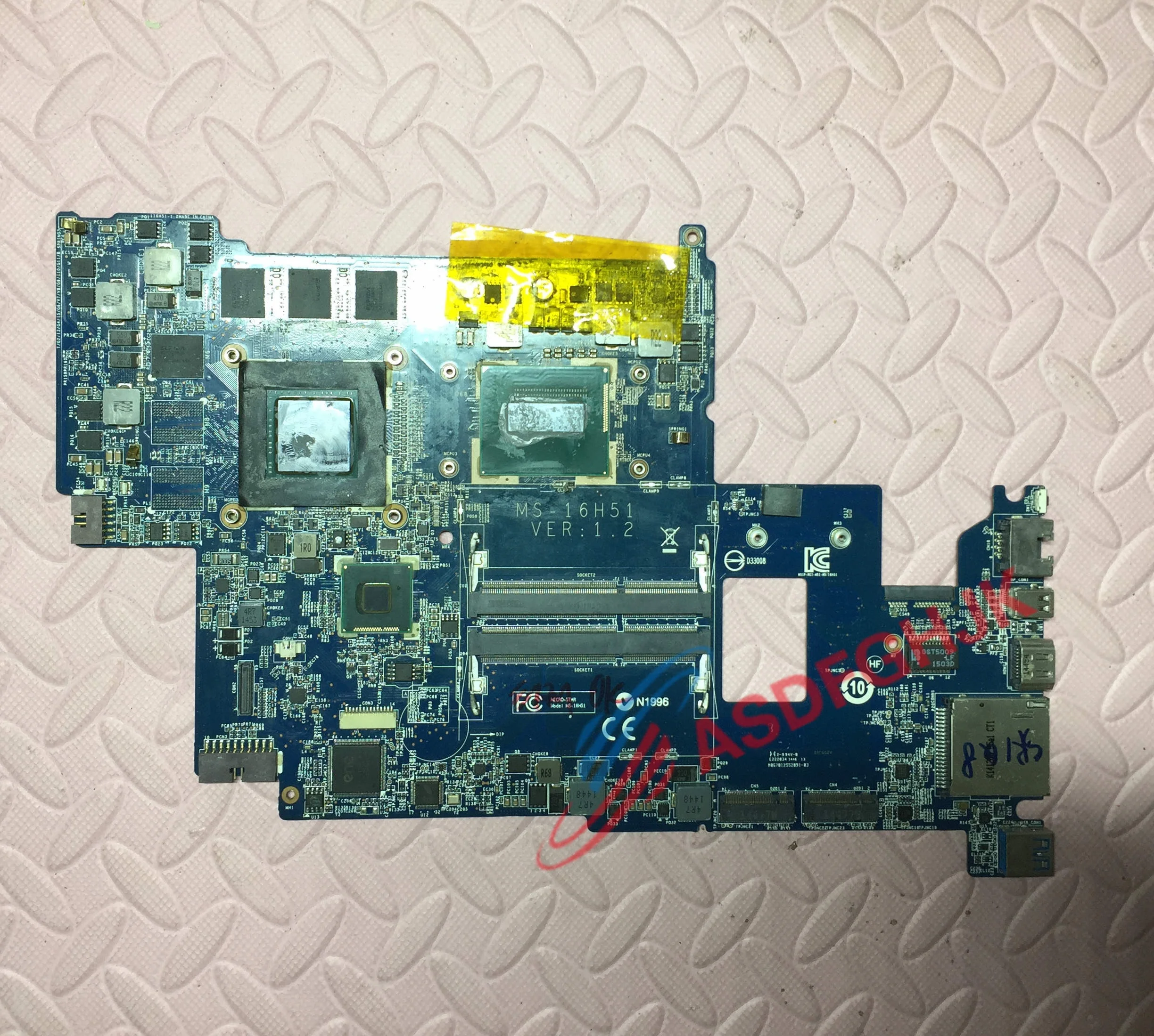 

Материнская плата Ms-16h51 для ноутбука MSI GS60 с процессором i7-4-го поколения и видеокартой GTX965M, тестирование пройдено.