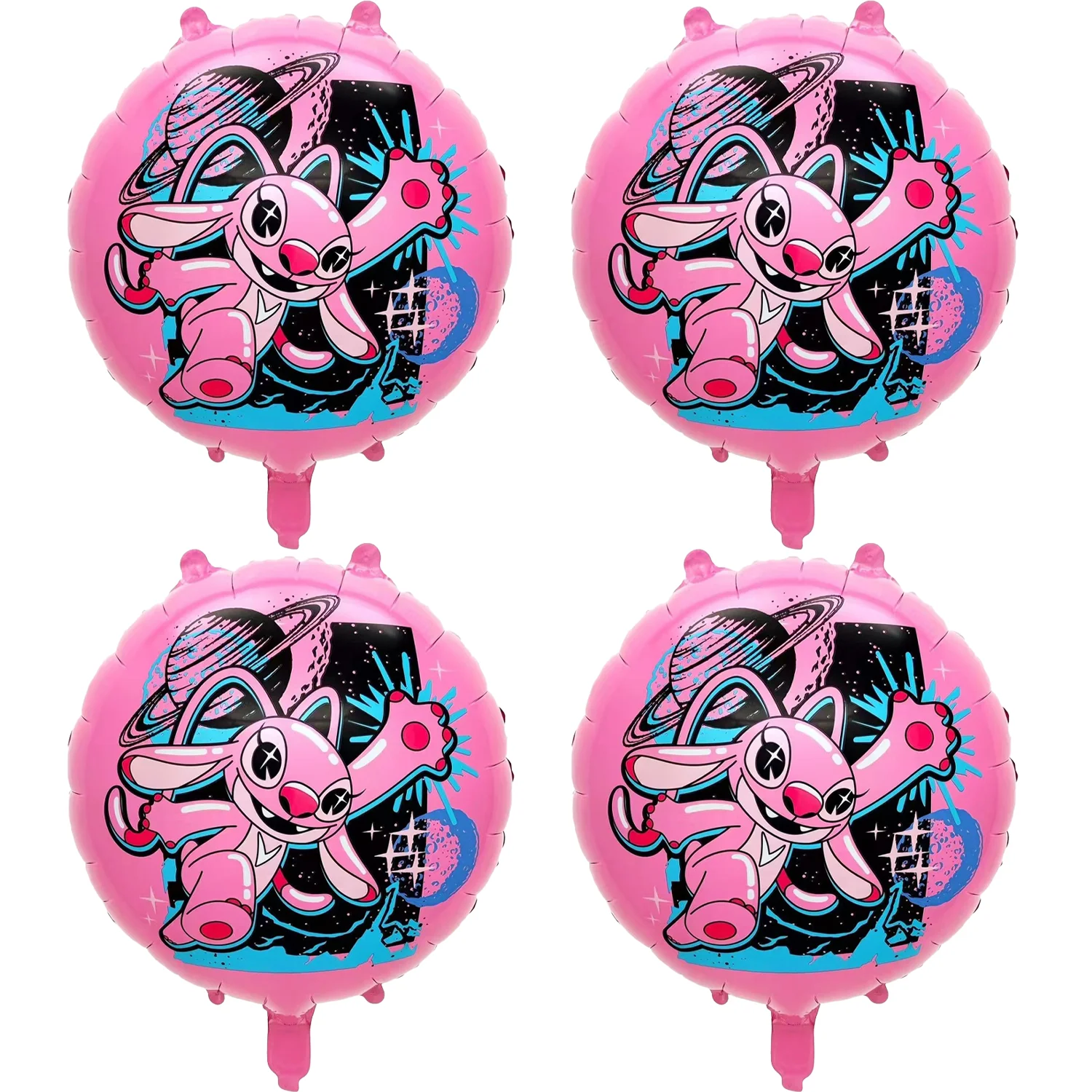 18 Zoll Lilo Stitch Geburtstagsdekorationen Luftballons Rosa Engel Mottoparty Cartoon Folienballon Kinderspielzeug Geschenk Happy Party Supplies