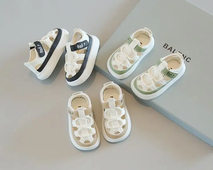 Summer New Children's Fashion Sandals Boys' Hollow Board Shoes 1-6 Year Old Girls' Casual Beach Shoes Black Khaki Green 22-31