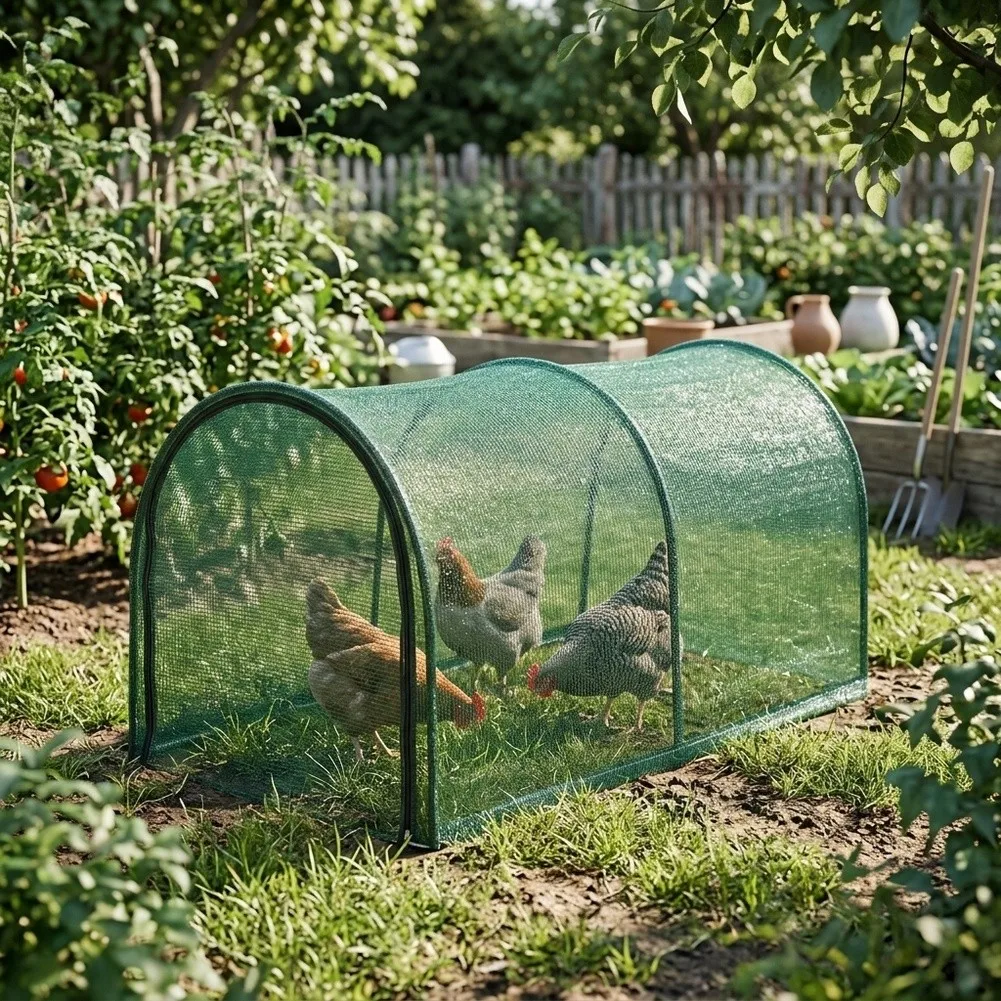 79inch Portable Chicken Runs For Yard For Small Animals Outdoor Gardening Net Foldable Chicken Tunnels