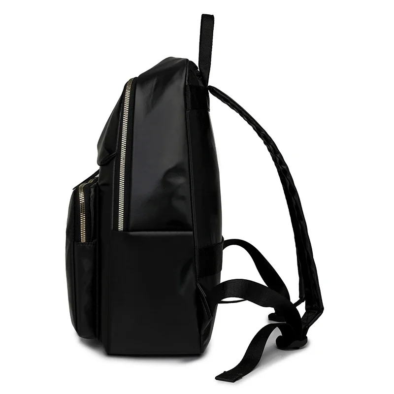 1 piece business backpack for women with large capacity laptop bag for college students, shiny leather solid color backpacks sac