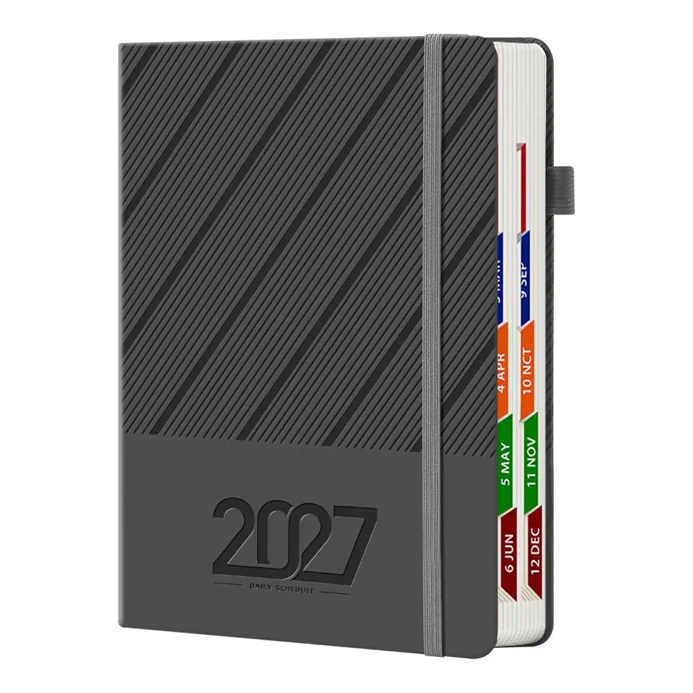 Portable A5 2027 Agenda Book Planner Reminder Textured PU Schedule Book To Do List Daily Planner Book Gift Giving