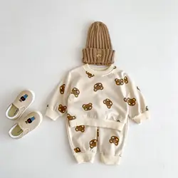 Herfst Baby Jongen Meisje Tricot Baby Kleding Groothandel Sweatshirt Katoenen Lange Mouwen Pak Kids Baby Outfit Set Pasgeboren Item Spullen