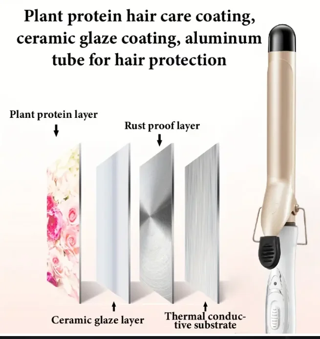 

Dual Barrel Curling Iron 32mm25mm | Large Waves Golden Design, Perfect for Long Hair | ModernCurling Iron, Durable Constructio