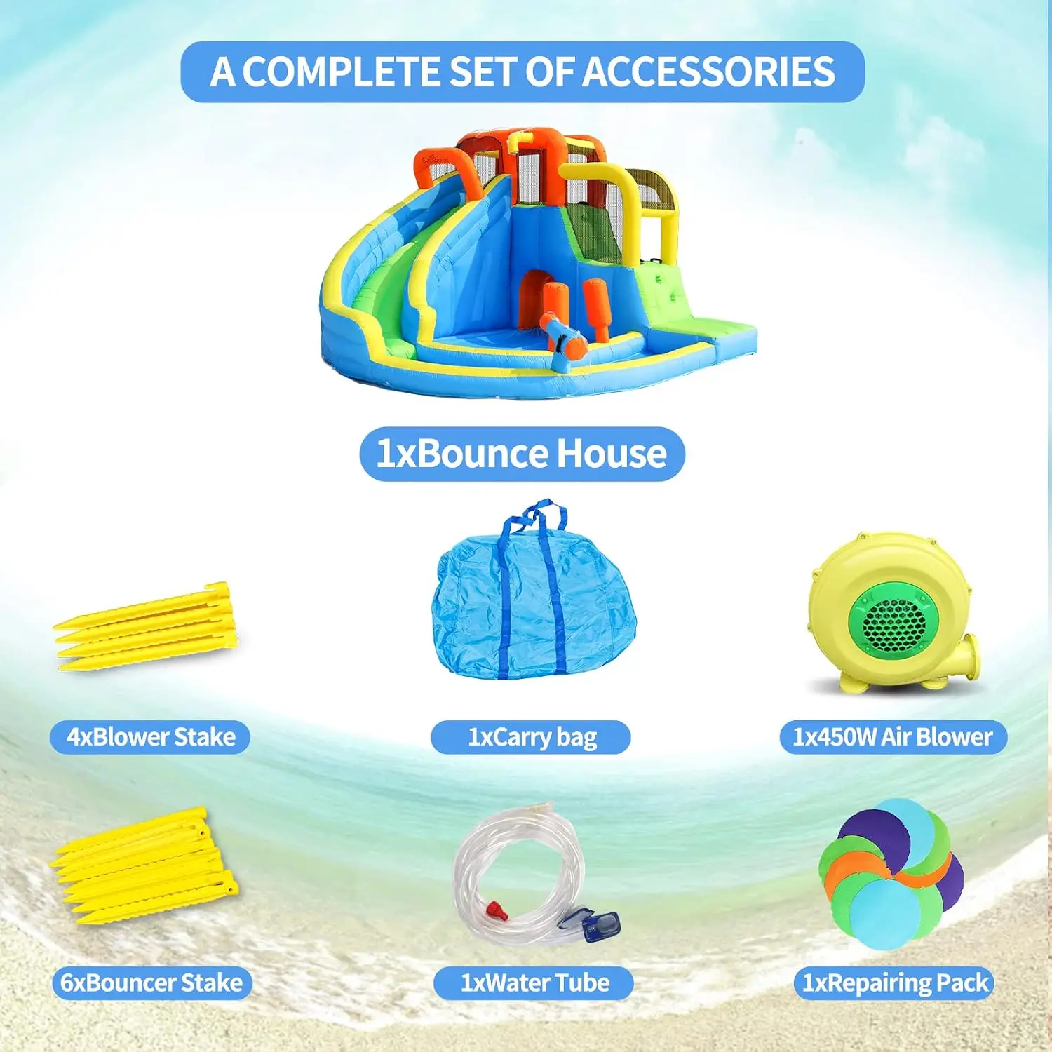 Kids Inflatable Water Slide Bounce House with Splash Pool - Outdoor Backyard Bouncy Castle for Wet & Dry Fun, Water Park Party Toy view 5
