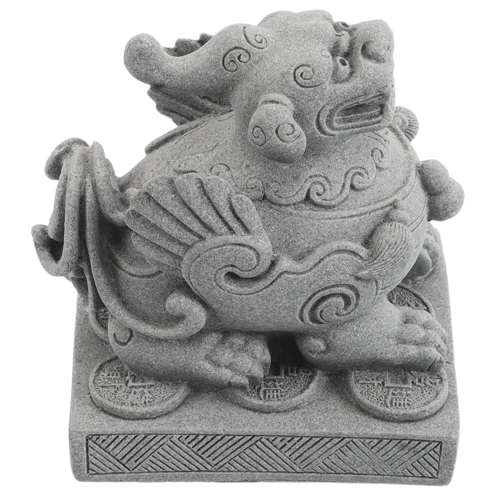 Miniature Pi Yao Sandstone Sculpture Compact Garden Landscape Feng Shui Desktop Wealth Statue Prosperity Attract Small Animal