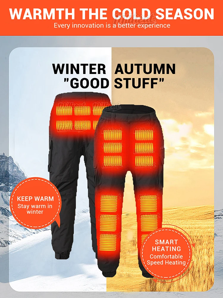 Heated Winter Casual Pants with advanced 18-zone heating, dual switch control, and 3-level temperature adjustment up to Celsius