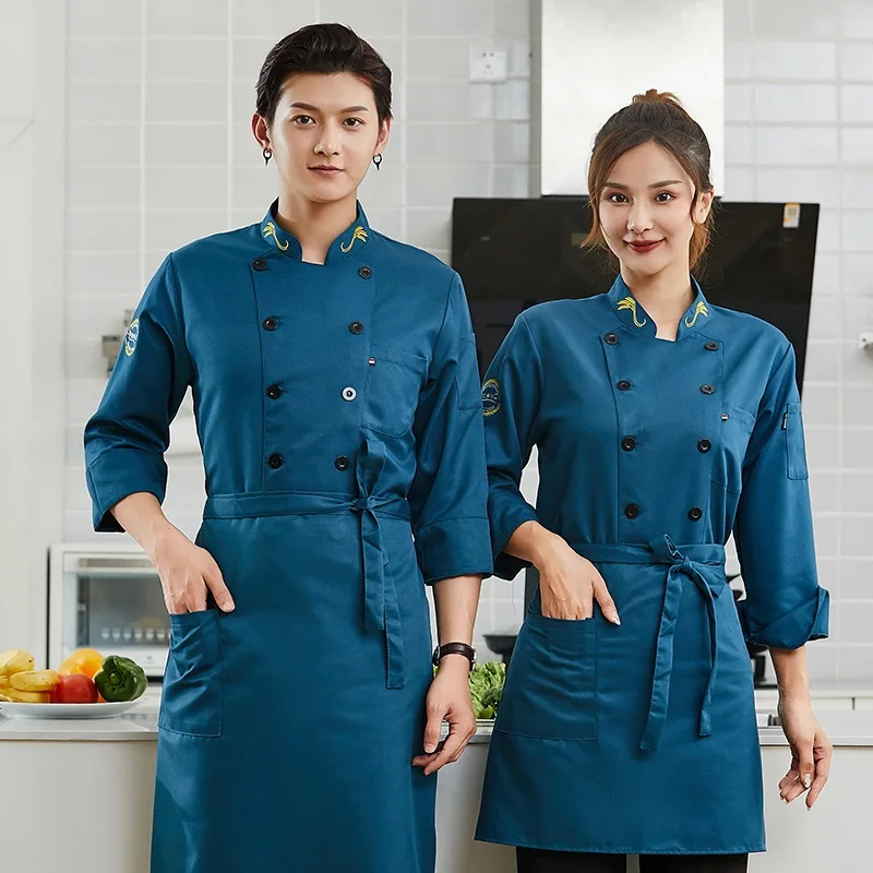 

Рабочая одежда для пекарей с длинными рукавами для осенне-зимнего сезона, изготовленная на заказ с нанесением логотипа, для шеф-поваров отелей и ресторанов, для мастеров по выпечке хлеба.