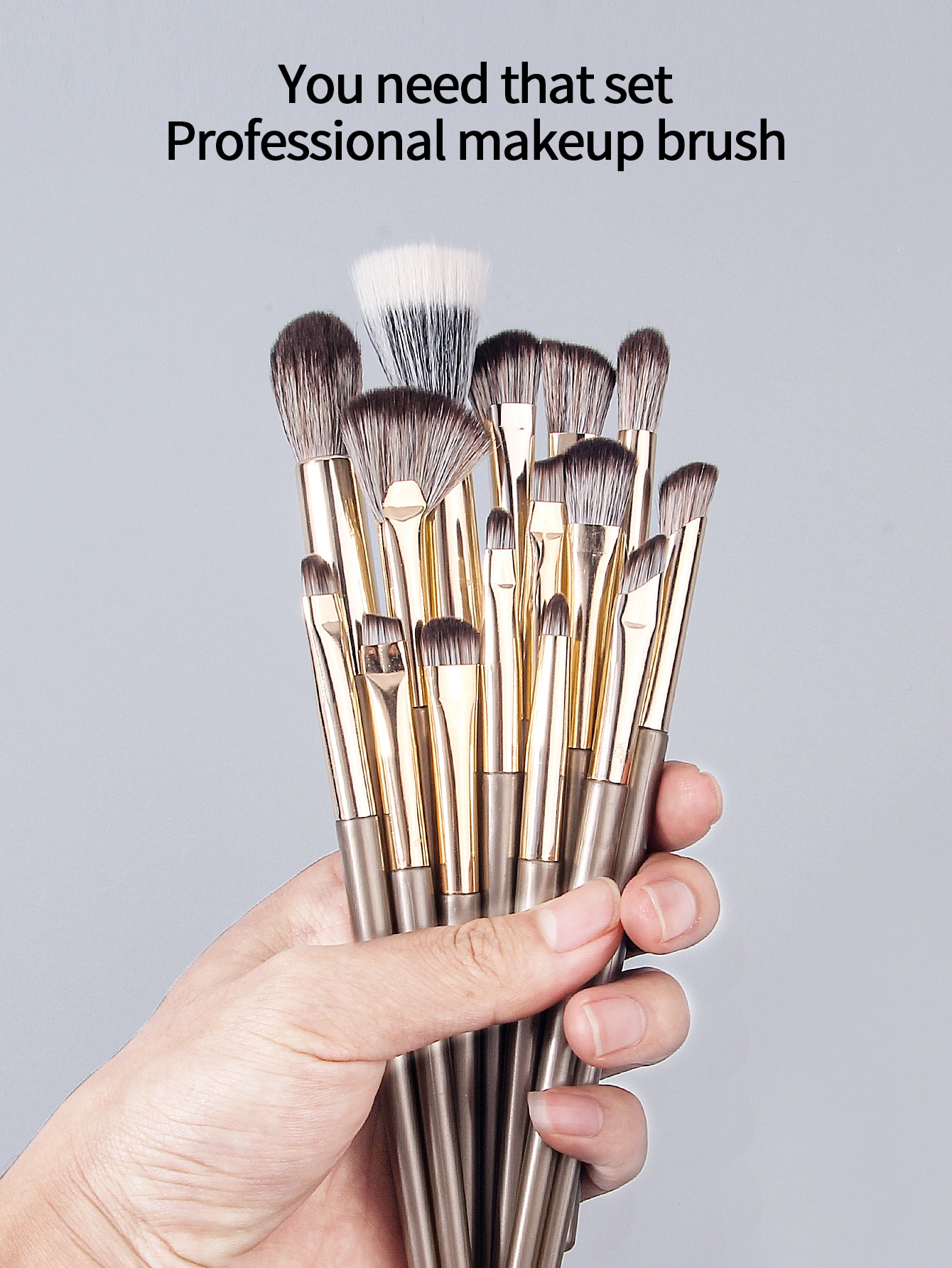 Pennello per fard da 15 pezzi, pennello per cipria, pennello a ventaglio, set di pennelli per trucco multifunzionale + 1 borsa di stoccaggio portatile di grande capacità