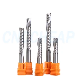 10pcs High Quality Single Flute UP Spiral Milling Cutter CNC Carbide Router Bit For Acrylic PVC MDF Wood 1/8