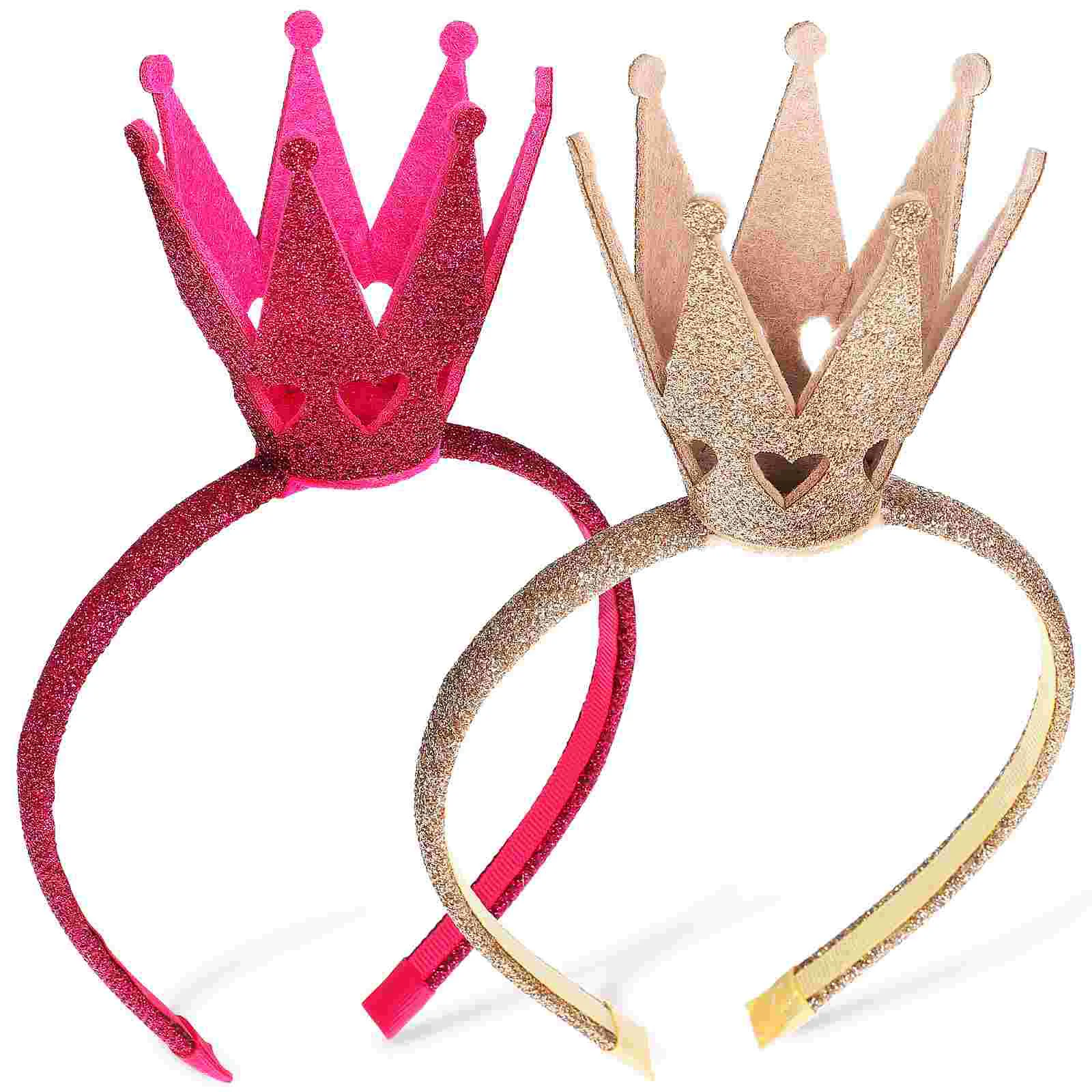 

2 Pcs Shining Non-woven Fabric Headbands Crown for Party Aldult Safe Material Birthday Kids Girls Little Headdress