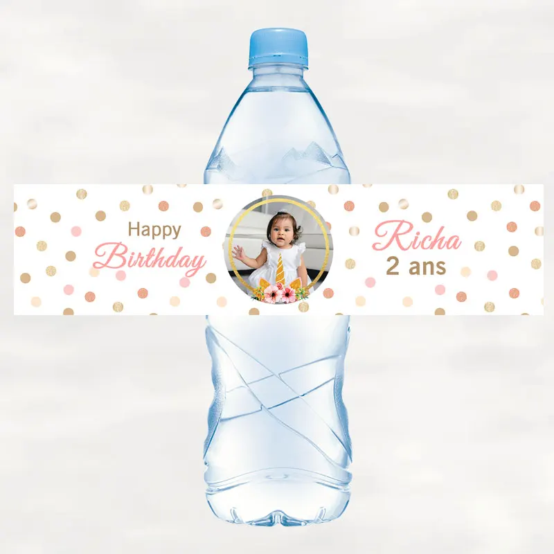 Einhorn Glücklich Geburtstag Party Wasser Flasche Aufkleber Custom Name Personalisierte Baby Dusche Taufe Kinder Festliche Event Liefert