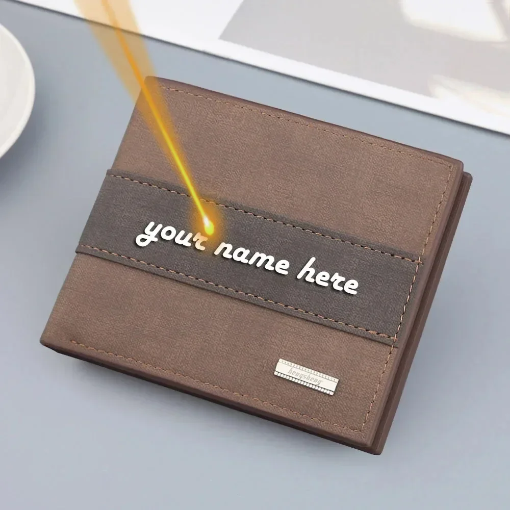 Custom Name Man Wallet Minimalist Engrave PU Leather Purse Coin Multi-functional Card Holder Personalized Festival Birthday Gift