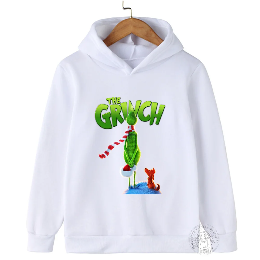 Disney Grinch printed children\'s clothing 3-14 years old boys and girls clothing street casual outdoor sports warm sweatshirt