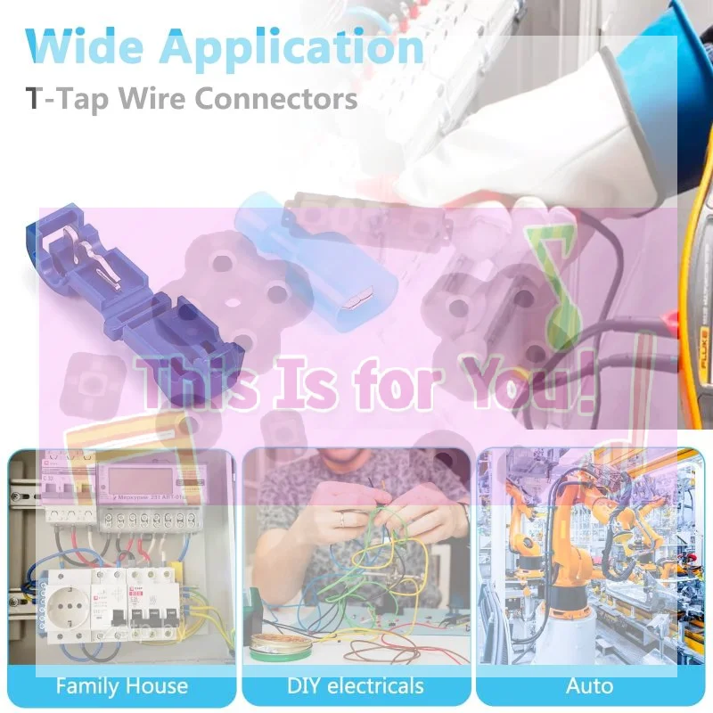 T Tap Wire Connectors, 60/40pcs Self-Stripping With Nylon Fully Insulated Male Quick Disconnect Splice T Type Electrical Wire