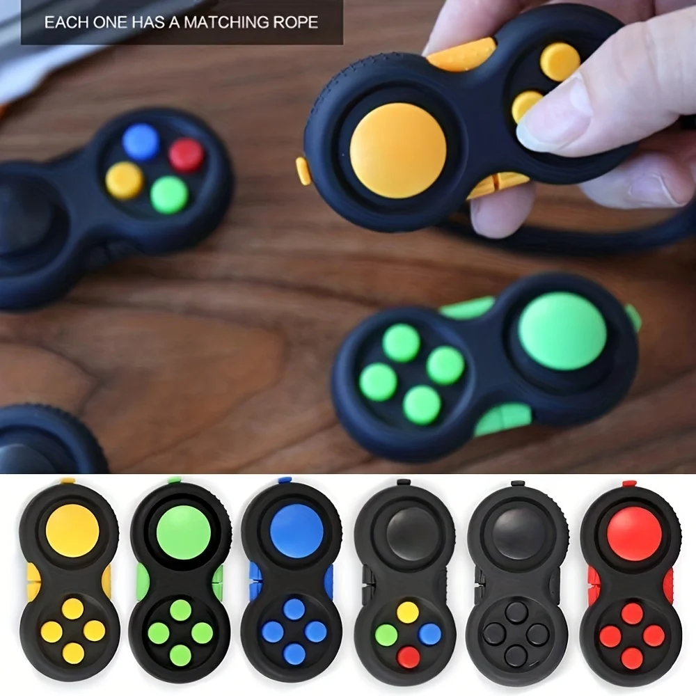 3Pcs Fidget Pad with 8 Fidget Functions, Fidget Controller Stress Reducer, Fidget Toy Cube Relieves Stress and Anxiety Toys