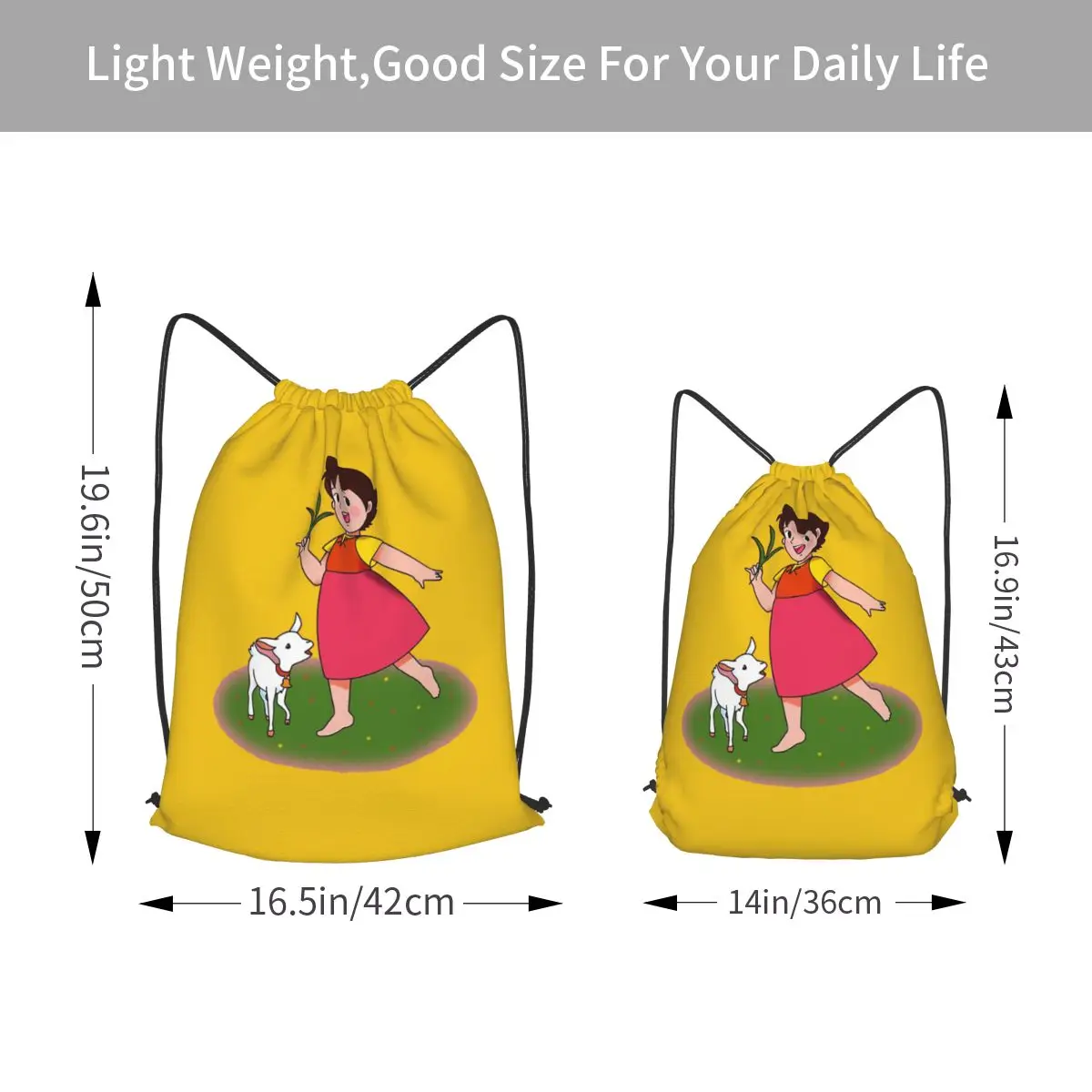 Heidi Cartoon 70s  Backpacks Casual Drawstring Bags Sports Bag Book Bags for Travel Students