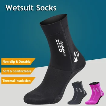 1 Pair 3mm Neoprene Diving Socks Men Women Fashion Color Matching Elastic Anti-slip Warm Anti-wear Ankle Socks Diving Surf Boots