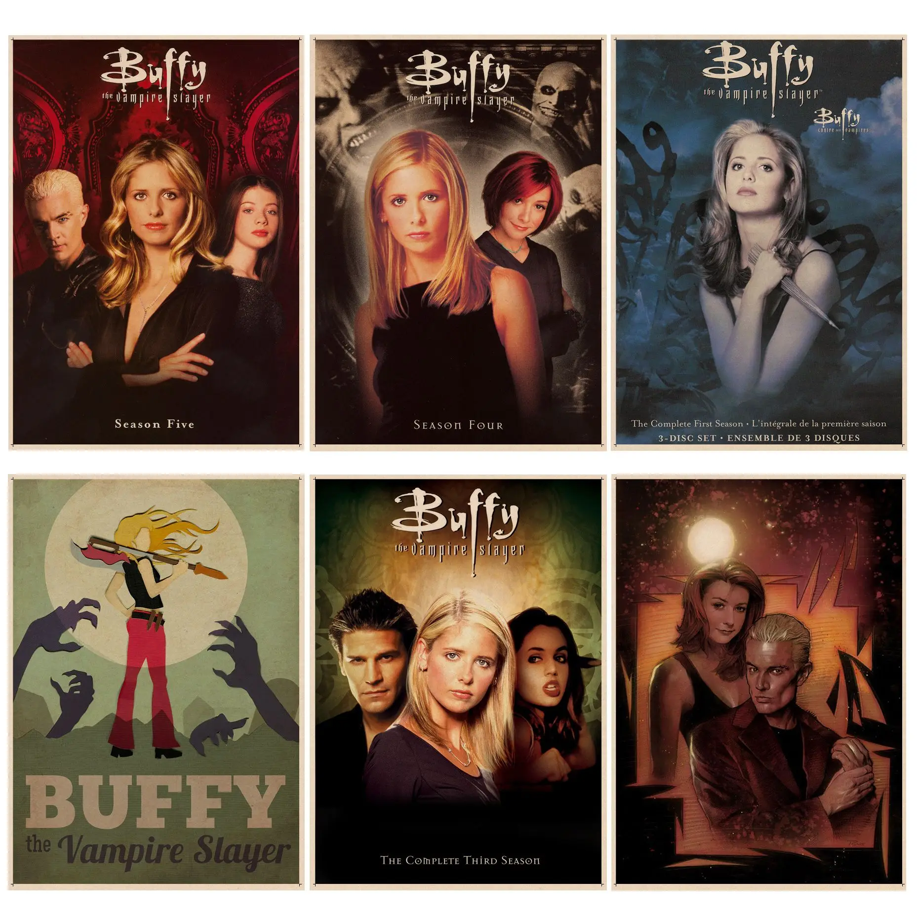 بوفي القاتل مصاص الدماء الرجعية كرافت ورقة ملصق الديكور اللوحة جدار الفن كرافت ورقة الملصقات ملصقات الحائط