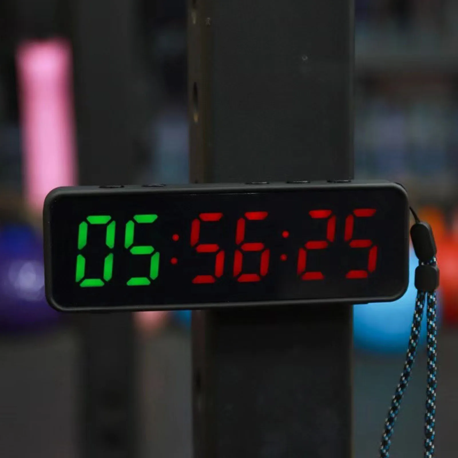 แบบพกพาจับเวลาช่วงจับเวลาแบตเตอรี่ LED ดิจิตอลจอแสดงผลออกกำลังกายฟิตเนสมวยกีฬาจับเวลาระยะไกล