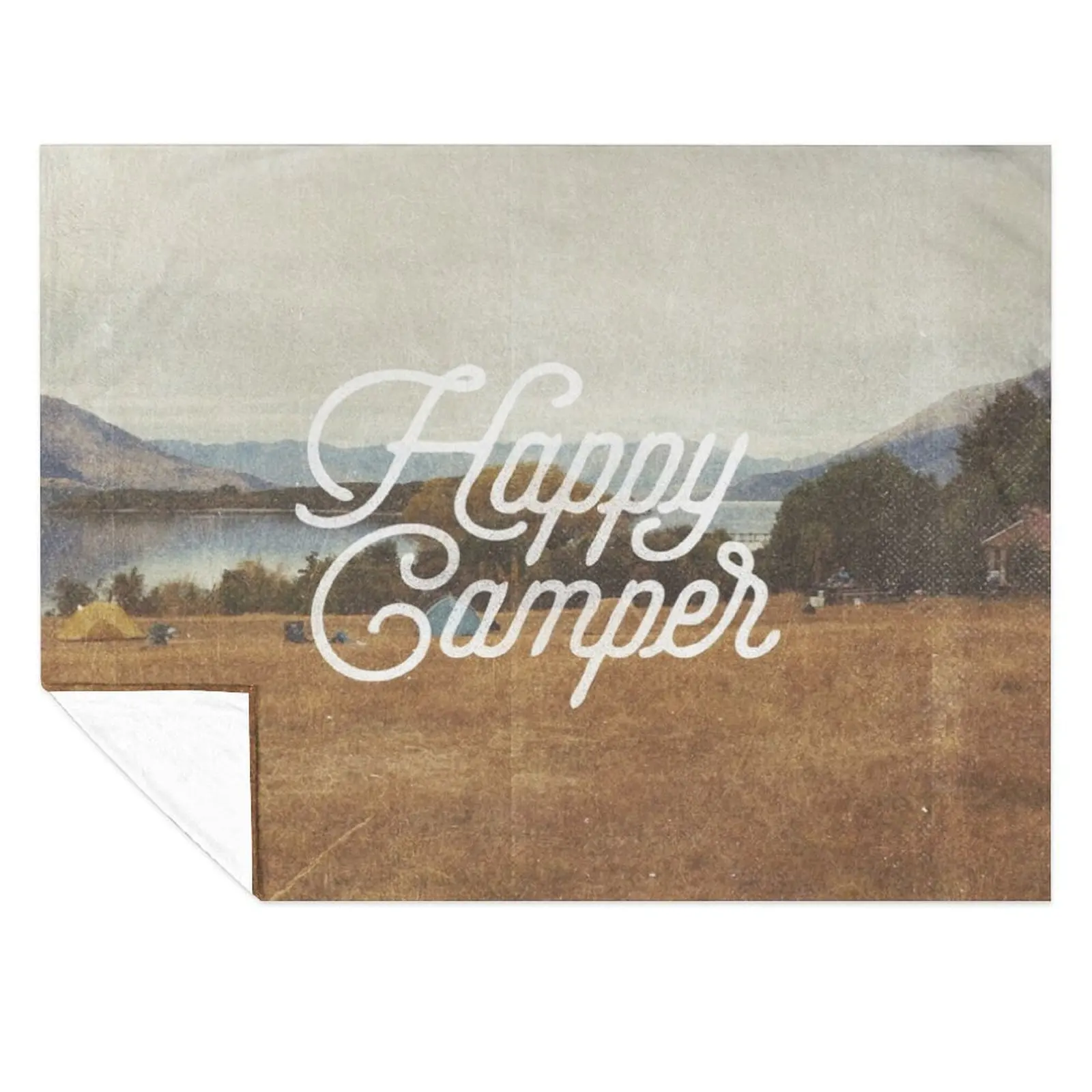 

HAPPY CAMPER Throw Blanket Soft Plaid for winter Luxury Throw Blankets