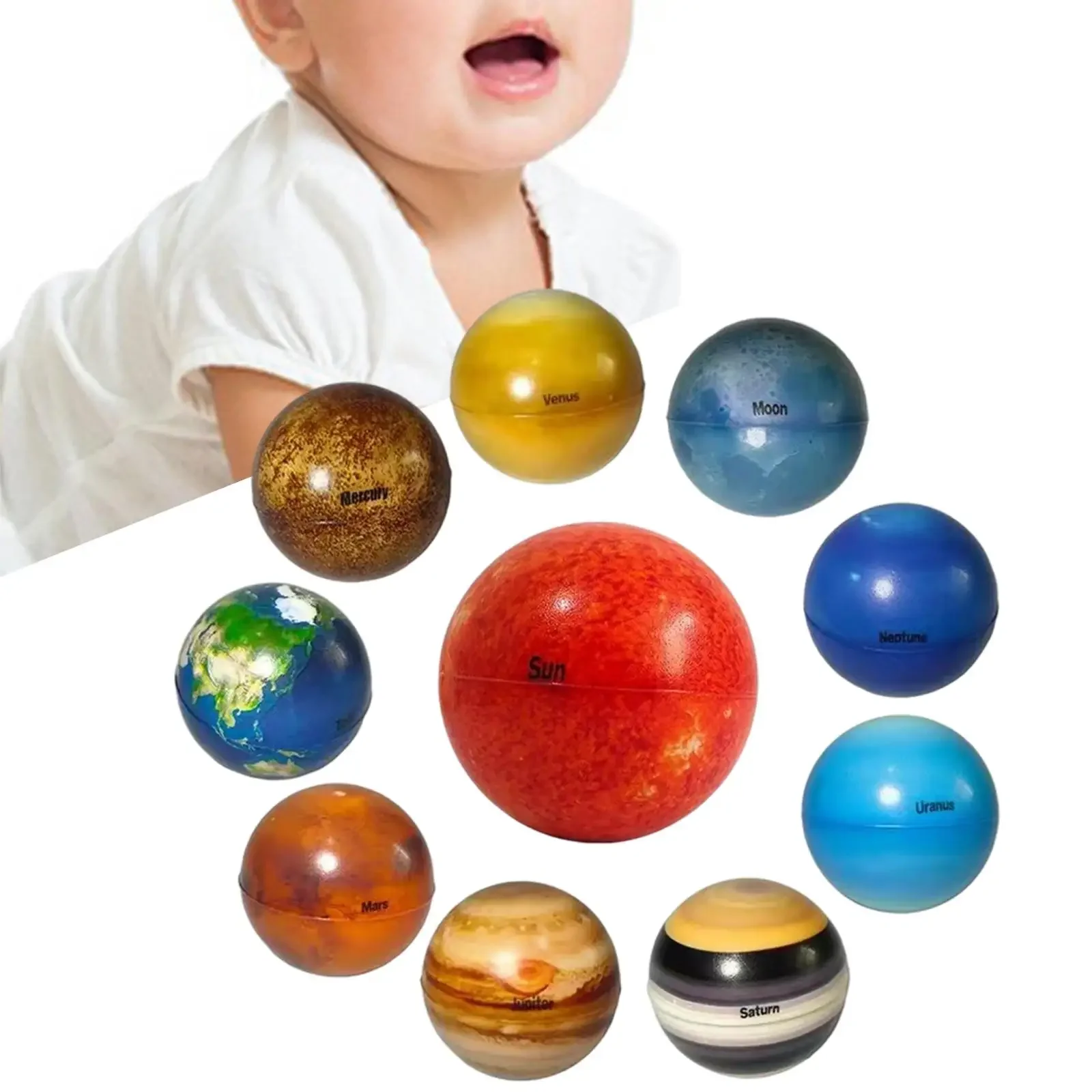 10x Solar System Planet Balls Solid Sponge Soft Ball Eight Planetary Balls Educational Model for Table Decor Kids Toys