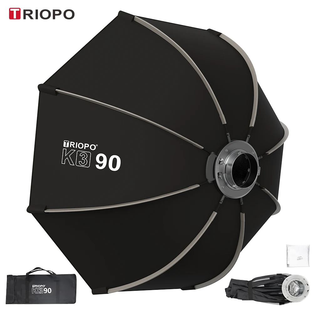 TRIOPO K3 série 55 cm 65 cm 90 cm 120 cm boîte à lumière octogonale à configuration rapide support Bowens pour Godox Aputure Sokani Studio lumière vidéo LED