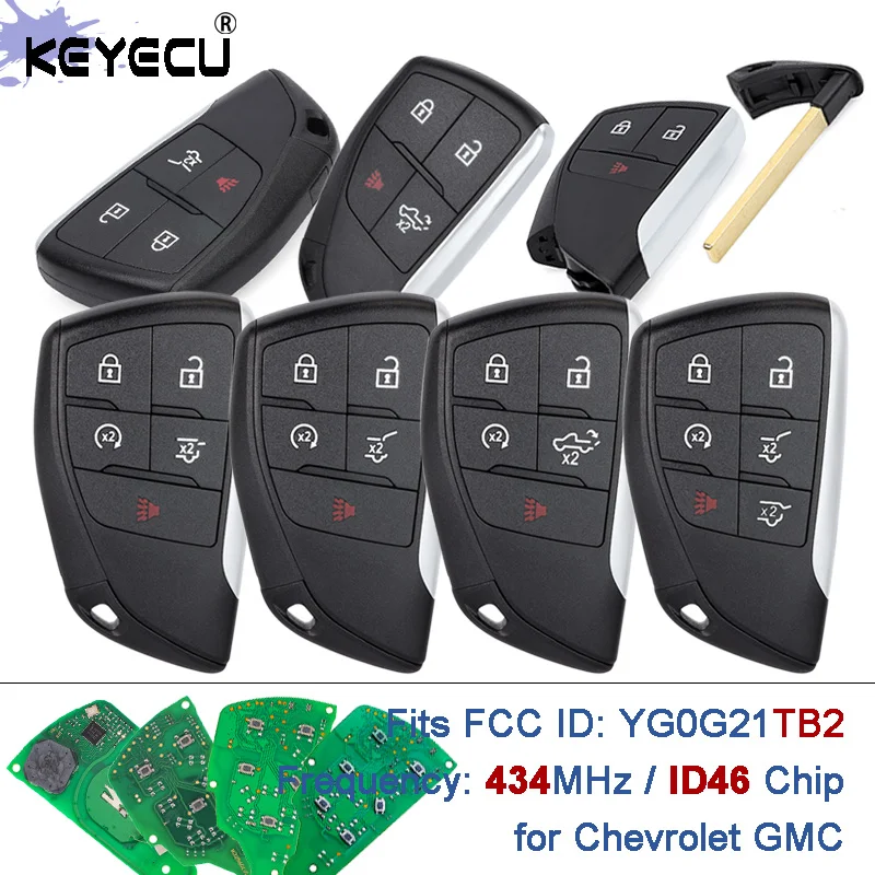 

KEYECU for Chevrolet Suburban Tahoe GMC Yukon 2021 2022 2023 ASK 434MHz ID49 Chip FCC ID: YG0G21TB2 Smart Remote Car Key Fob
