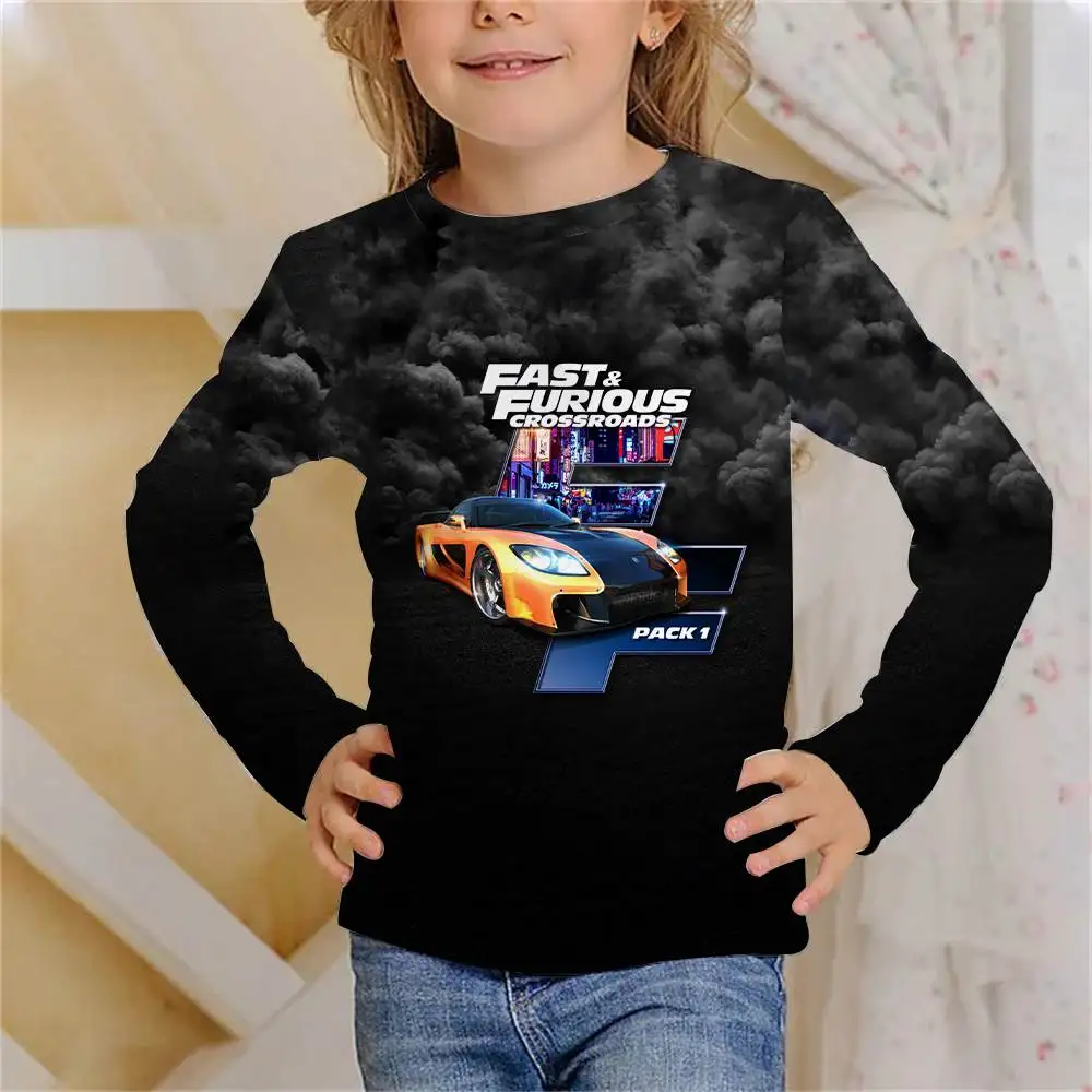 Long Sleeve TShirt Movie Fast And Furious 3D Print Boys Girls Streetwear Casual Fashion T Shirt Children Tees Tops Kids Clothing