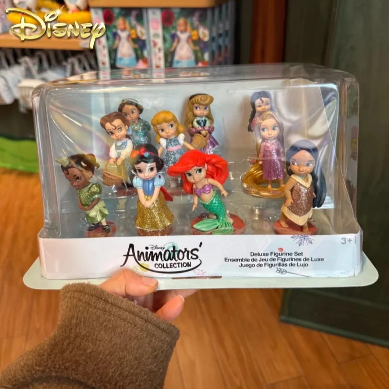 

Disney Snow White Action Figures Cute Cartoon Mini Princess Mermaid Toys Models Handmade Set Gift Box Girls Birthday Gifts