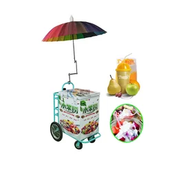 Mobile Bike Rolled Cold Plate Ice Cream Push Cart with Freezer Mobile Italian Ice Cream Hand Push Cart with Display