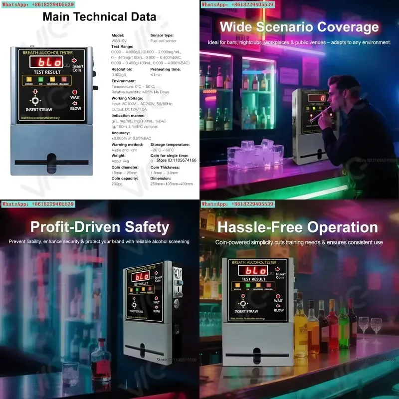 Sobriety testers for bars and public places OEM ODM coin operated stock units