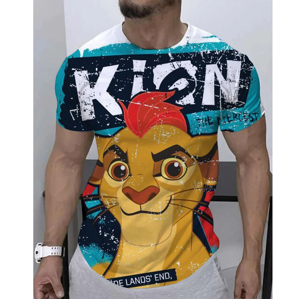 

2025 men's retro short sleeved Disney Lion King T-shirt, 3D racing T-shirt, girls' street T-shirt, new clothes
