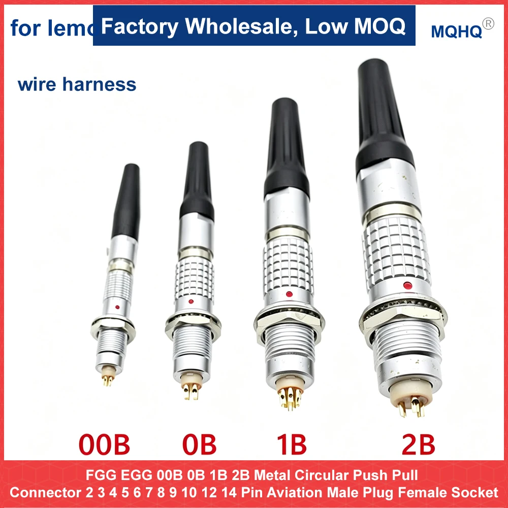 FGG EGG 00B 0B 1B 2B Metal Circular Push Pull Connector 2 3 4 5 6 7 8 9 10 12 14 Pin Aviation Male Plug Female Socket