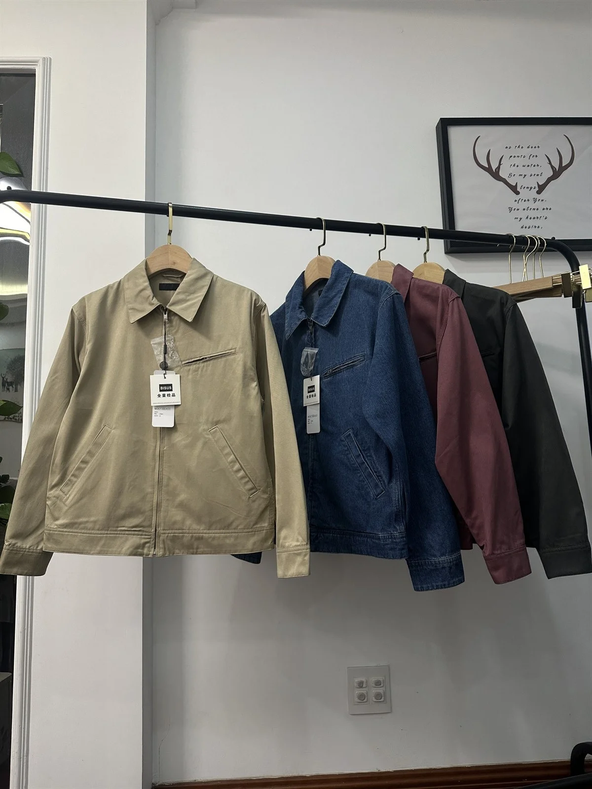 

Detroit Jeans Zipper Jacket Casual Unisex Outerwear Spring Autumn Pure Color No Ironing Treatment Loose Fit Youth Trend