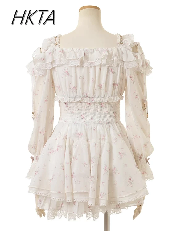 اليابانية الحلو الأزهار الشيفون الحمالة فستان مجموعة تي شيرتات قصيرة للأطفال التعدين الإنتاج الشامل ليز فستان السراويل قطعتين مجموعات الملابس النسائية