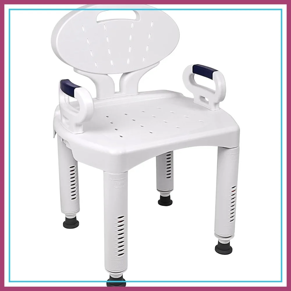 

Medical Shower Chair Bath Seat with Padded Arms, Removable Back, Adjustable Legs for Bathtub Safety (Wide Chair)