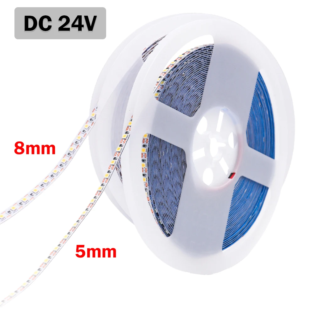 

10M 24V LED Strip 2835 120LEDs/m 5mm 8mm PCB Width Home Lamp Strip 3000K 4000K 6000K Flexible Tape for Home Kitchen Cabinet Lamp