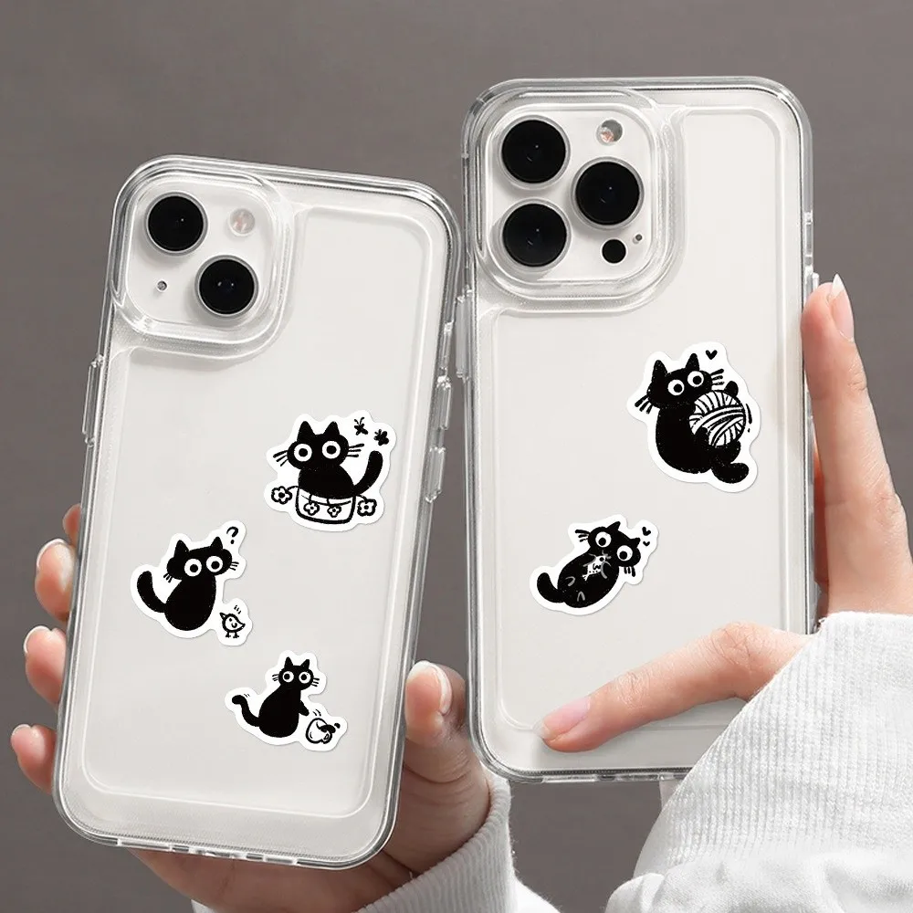 500 uds/rollo de pegatinas de gato negro DIY, pegatinas de grafiti con diseño de dibujos animados de estilo lindo, pegatinas en rollo de patrón creativo impermeables