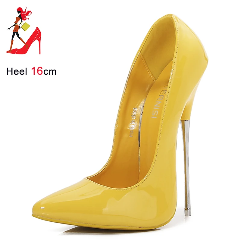 New Women Red Inside Pumps Extreme 16cm Extreme Metal High Heels Chic Stilettos Sexy Fetish Model Club Party Crossdresser Shoes