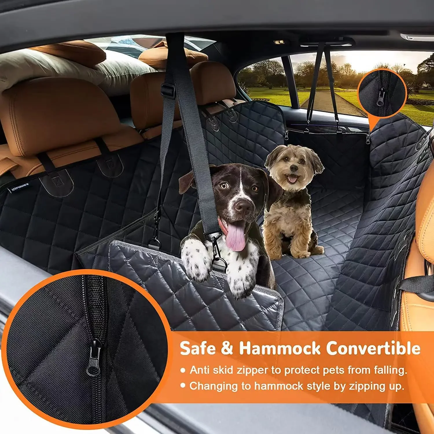 Dog Backseat Extender Waterproof Dog Car Seat Cover Hard Bottom Removable Anti-scratch Anti-skid Soft Dog Hammock for Car Buggy