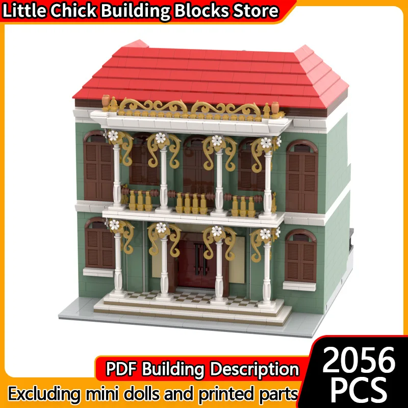 

City Street View Model MOC Building Bricks Pinang Peranakan Mansion Modular Technology Children Holiday Gifts Assemble Toys Suit