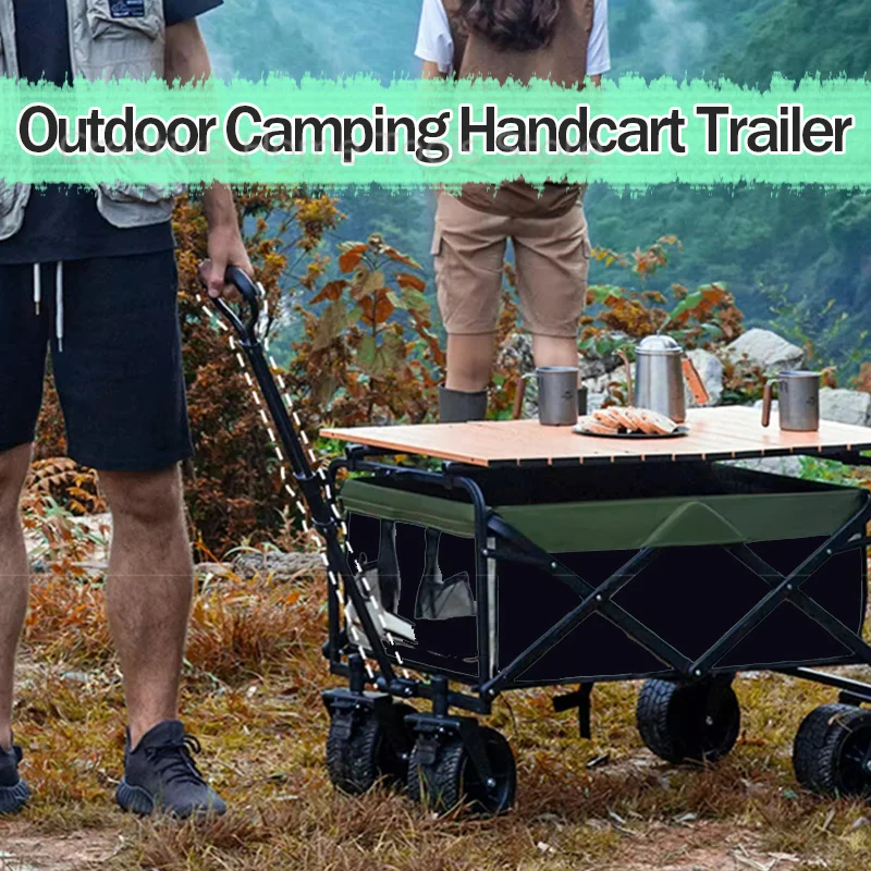 

Folding Outdoor Aircraft Wheel Large Shopping Carts Camping Wagon Cart Portable Trolley Lightweight Picnic Handcart